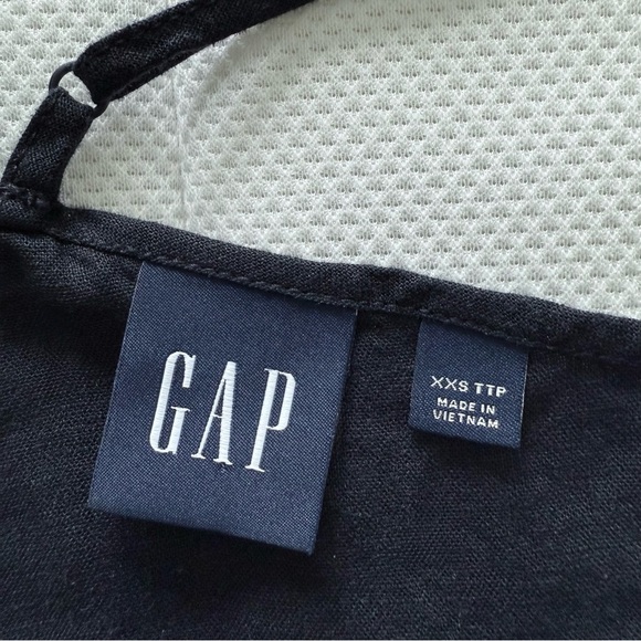 GAP Black Linen Blend Tiered Midi Dress XXS | XS Spaghetti Strap - Picture 2 of 12